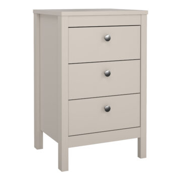 Ronda Bedside Table 3 Drawers in Cashmere
