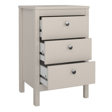 Ronda Cashmere 3 Drawer Bedside Table