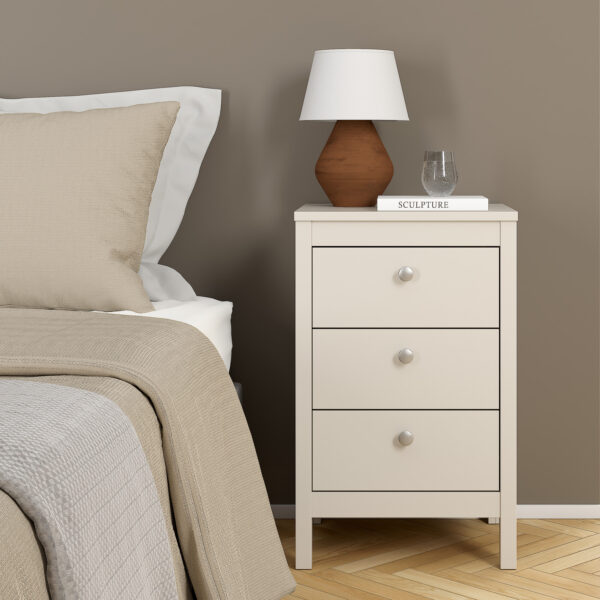 Ronda Bedside Table 3 Drawers in Cashmere | Self Assembly