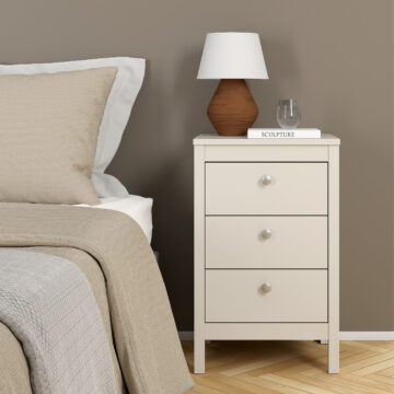 Ronda Cashmere 3 Drawer Bedside Table