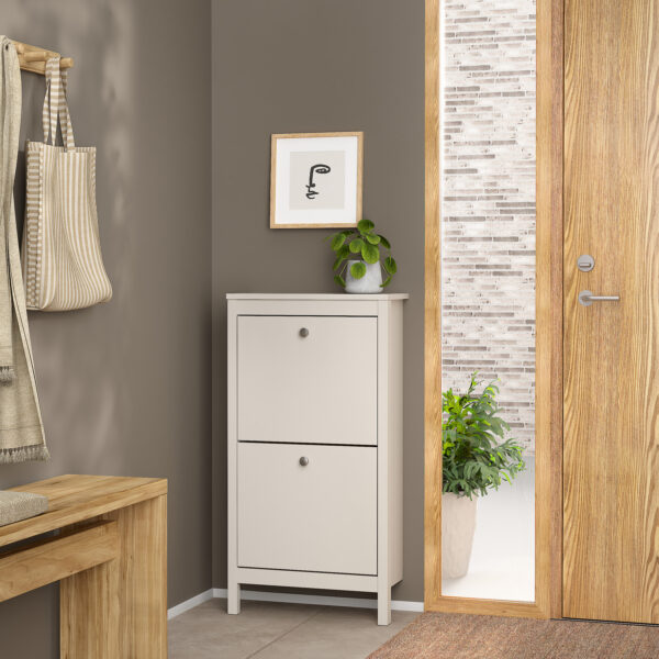Ronda Shoe Cabinet 2 Flip Down Doors in Cashmere | Self Assembly