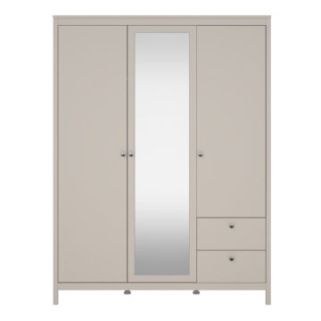 Ronda Wardrobe with 2 Doors + 1 Mirror Door + 2 Drawers in Cashmere