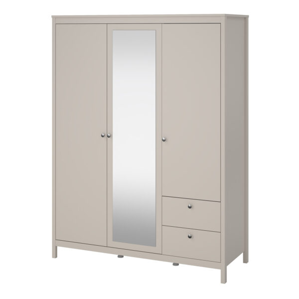 Ronda Wardrobe with 2 Doors + 1 Mirror Door + 2 Drawers in Cashmere | Self Assembly
