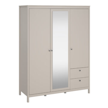 Ronda Wardrobe with 2 Doors + 1 Mirror Door + 2 Drawers in Cashmere
