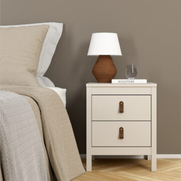 Seville Cashmere 2 Drawer Bedside Table