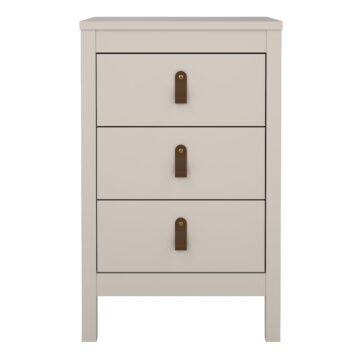 Seville Cashmere 3 Drawer Bedside Table