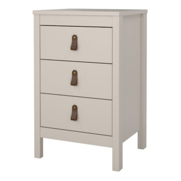 Seville Cashmere 3 Drawer Bedside Table