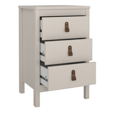 Seville Cashmere 3 Drawer Bedside Table