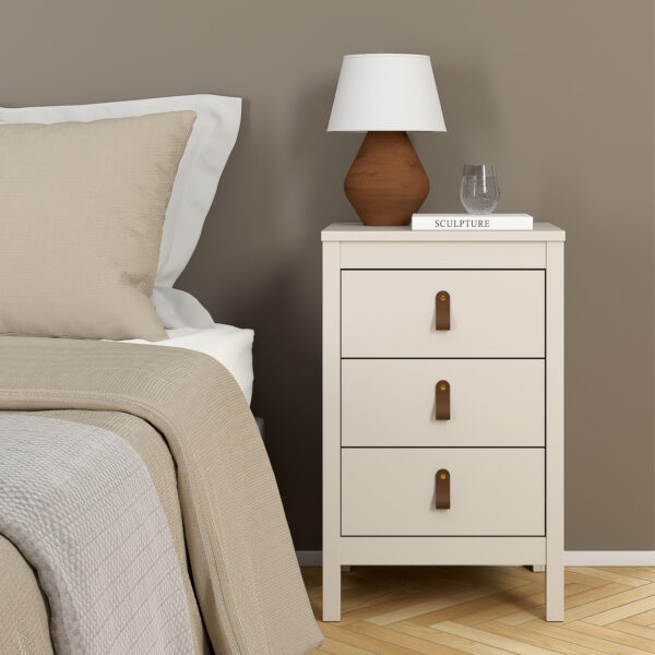 Seville Bedside Table 3 Drawers in Cashmere | Self Assembly