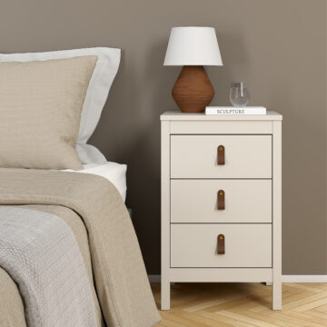 Seville Cashmere 3 Drawer Bedside Table