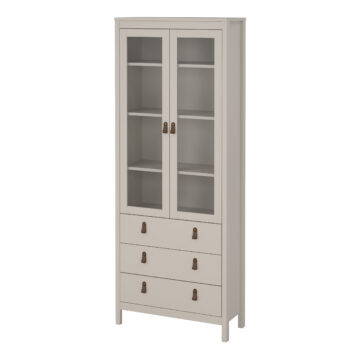 Seville China Cabinet 2 Glass Doors with 3 Drawers in Cashmere