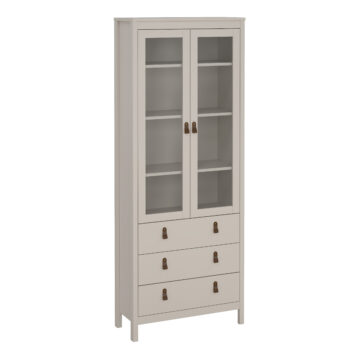 Seville China Cabinet 2 Glass Doors with 3 Drawers in Cashmere