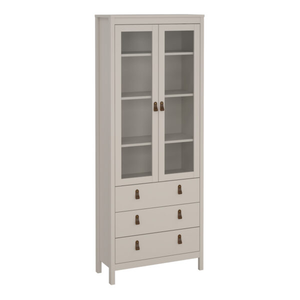 Seville China Cabinet 2 Glass Doors with 3 Drawers in Cashmere