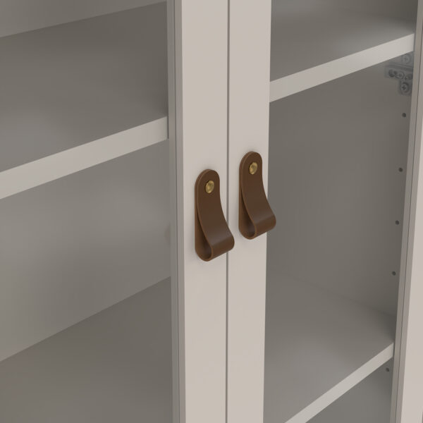 Seville China Cabinet 2 Glass Doors with 3 Drawers in Cashmere | Self Assembly