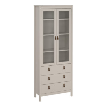 Seville China Cabinet 2 Glass Doors with 3 Drawers in Cashmere