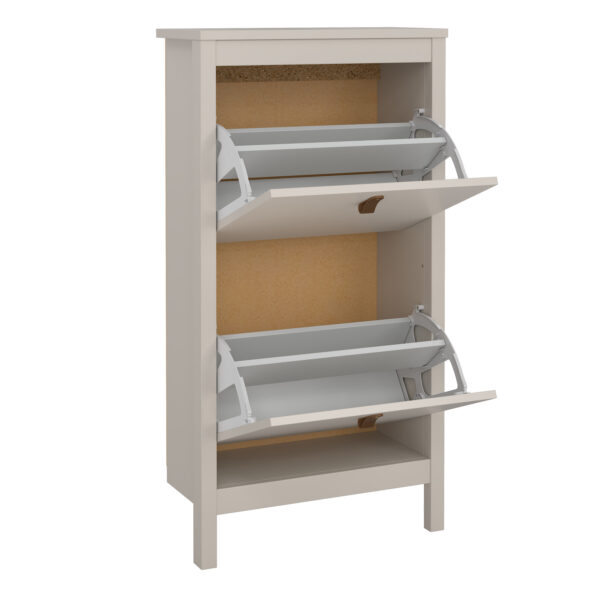 Seville Shoe Cabinet 2 Flip Down Doors in Cashmere | Self Assembly