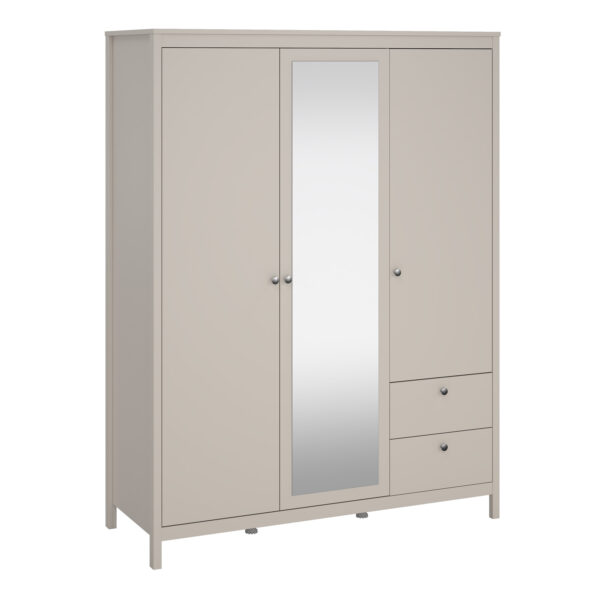 Seville Wardrobe with 2 Doors + 1 Mirror Door + 2 Drawers in Cashmere