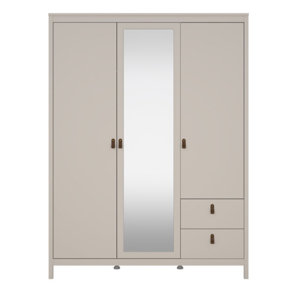 Seville Wardrobe with 2 Doors + 1 Mirror Door + 2 Drawers in Cashmere | Self Assembly