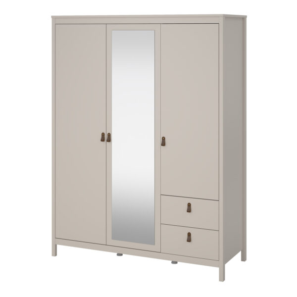 Seville Wardrobe with 2 Doors + 1 Mirror Door + 2 Drawers in Cashmere | Self Assembly