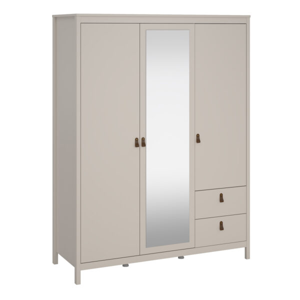 Seville Wardrobe with 2 Doors + 1 Mirror Door + 2 Drawers in Cashmere