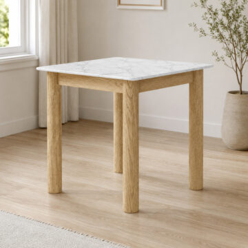 Ryder White Marble Bistro-Style Dining Table