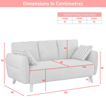 Verdana 3 Seater Dark Grey