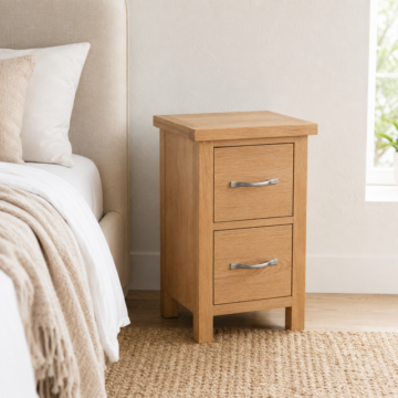 Brancepeth Oak 2 Drawer Narrow Bedside