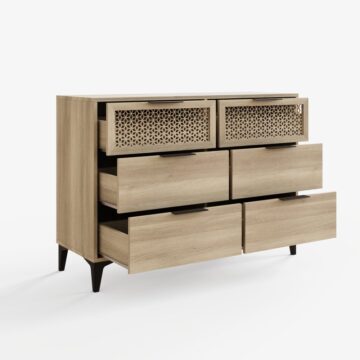 Azra 3 Over 3 Chest of Drawers | Oak Finish | Oak World