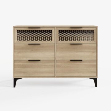 Azra 3 Over 3 Chest of Drawers | Oak Finish