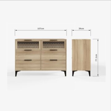 Azra 3 Over 3 Chest of Drawers | Oak Finish