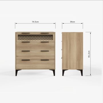 Azra 4 Drawer Chest | Oak Finish