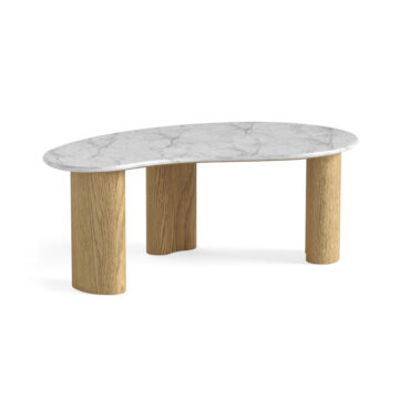 Ryder Marble Tear Drop Coffee Table | Light Oak Finish