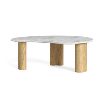Ryder Marble Tear Drop Coffee Table | Light Oak Finish