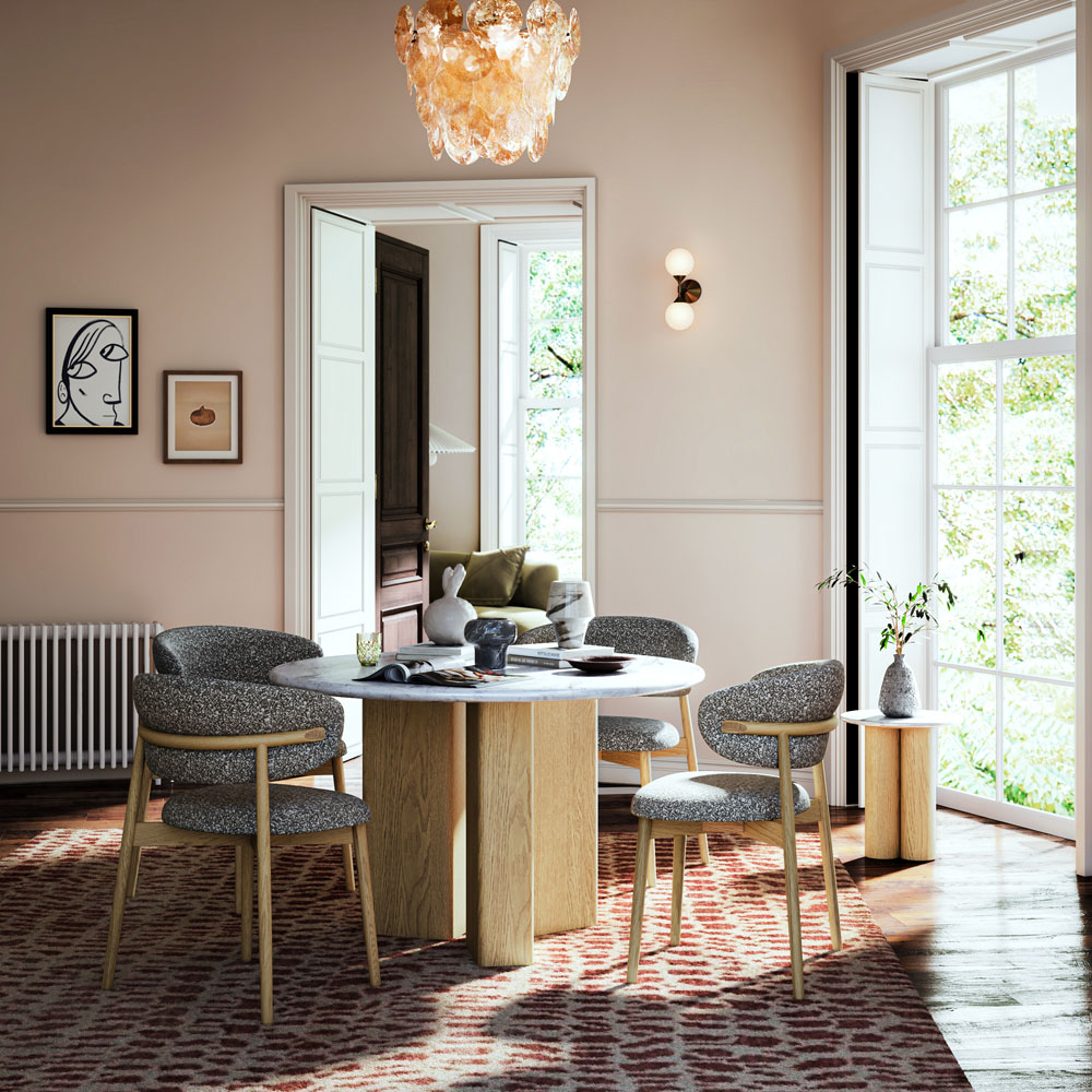 Ryder Marble Round Dining Table Oak World