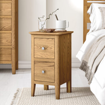 Folkestone Oak Narrow Bedside Cabinet | Assembled