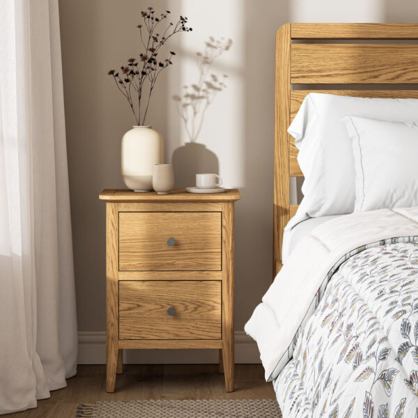 Folkestone Oak Bedside Cabinet | Assembled