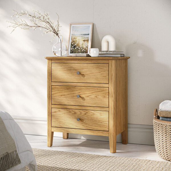 Folkestone Oak Chest of 3 Drawers | Assembled