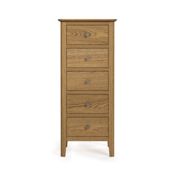 Folkestone Oak 5 Drawer Tallboy | Assembled