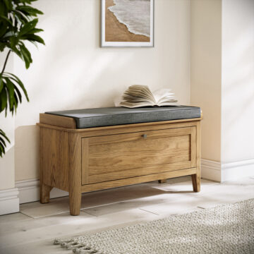 Folkestone Oak Storage Bench | Assembled | Clearance