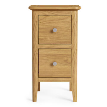 Folkestone Light Oak 2 Drawer Narrow Bedside Cabinet | Assembled