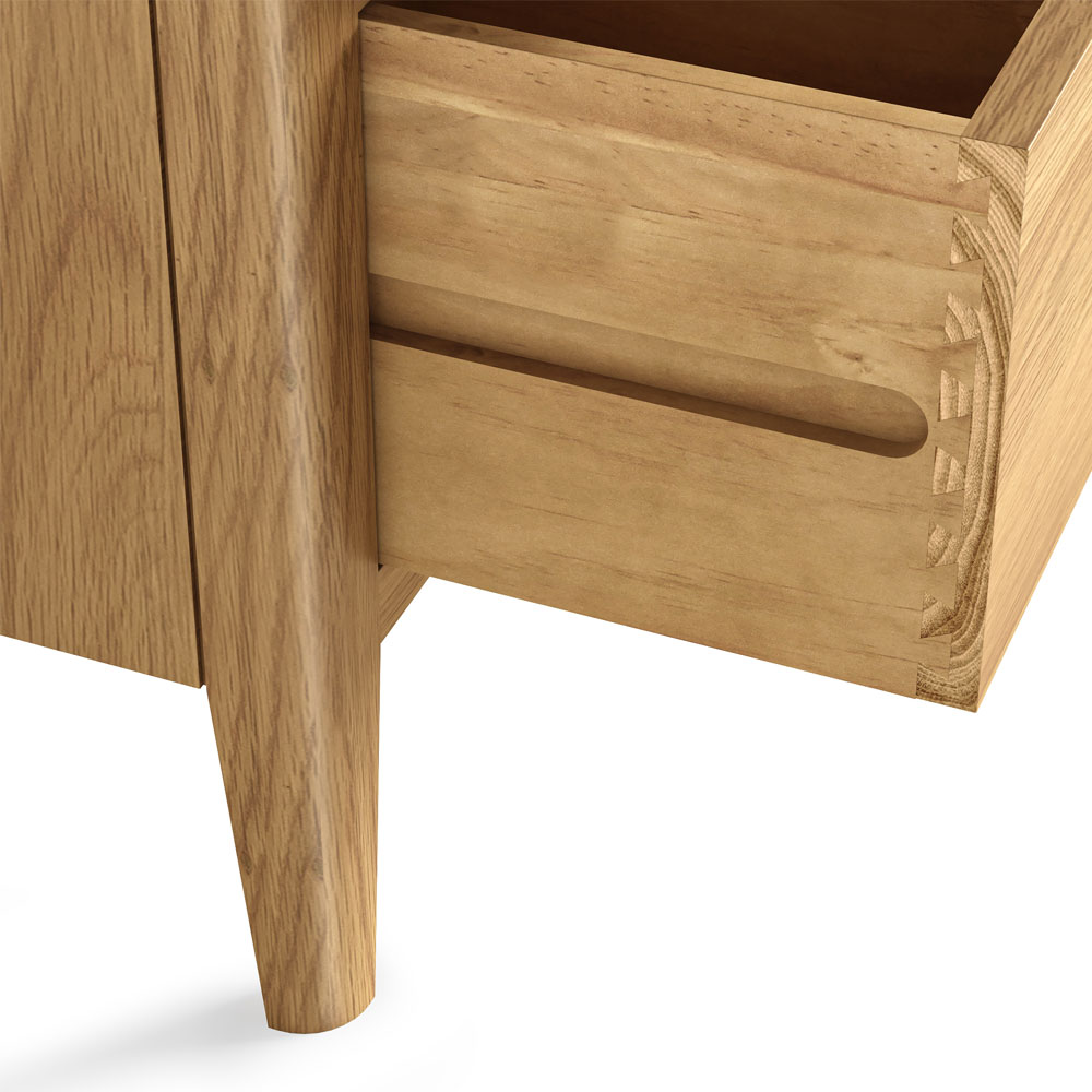 Folkestone Light Oak 2 Drawer Narrow Bedside Cabinet | Assembled