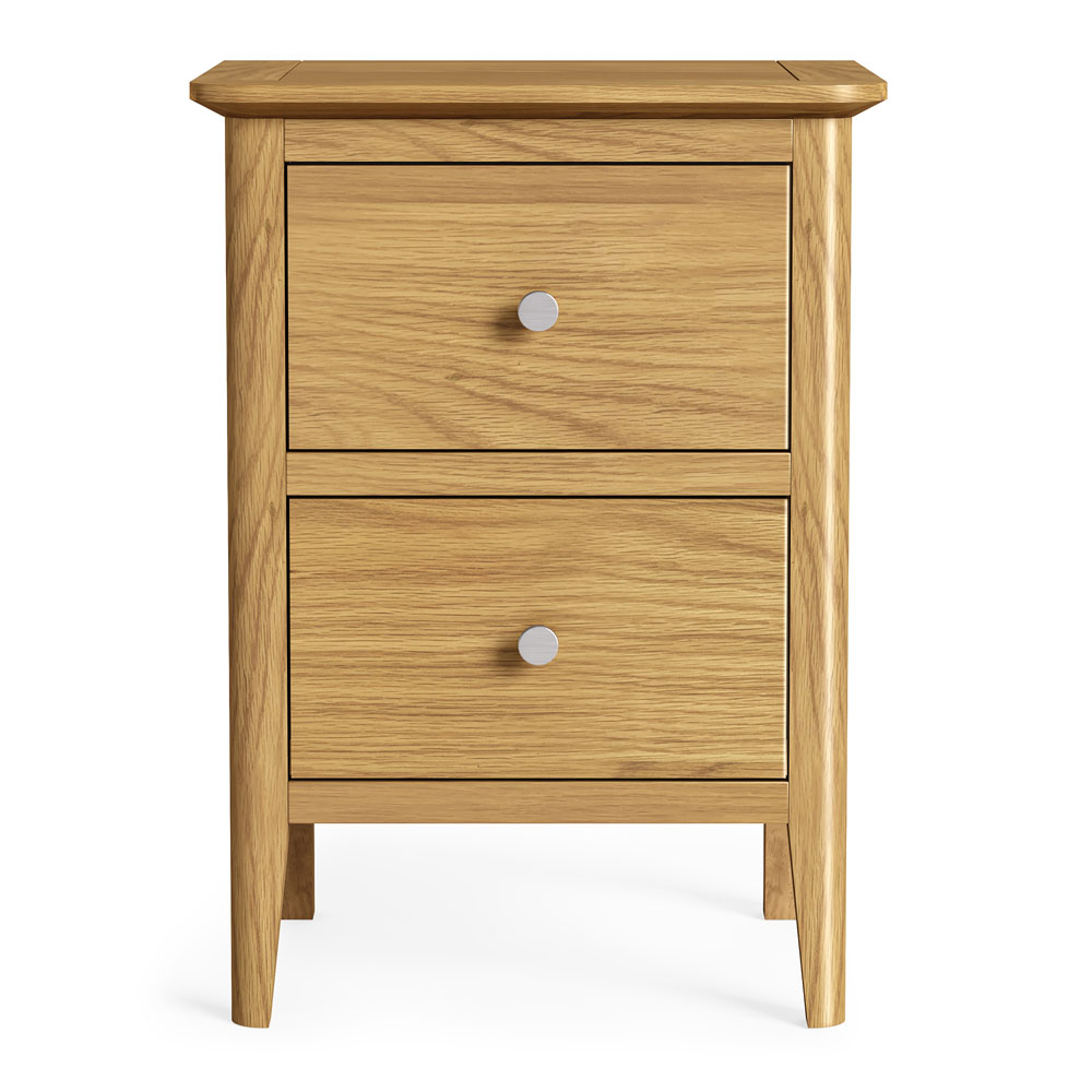 Folkestone Light Oak 2 Drawer Bedside Cabinet | Assembled