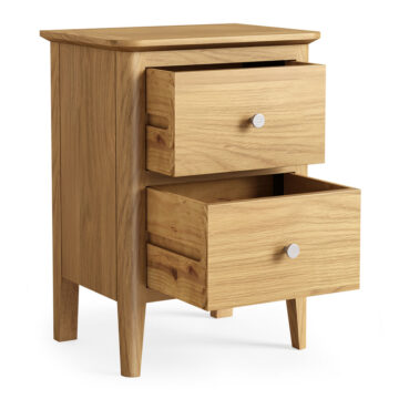 Folkestone Light Oak 2 Drawer Bedside Cabinet | Assembled