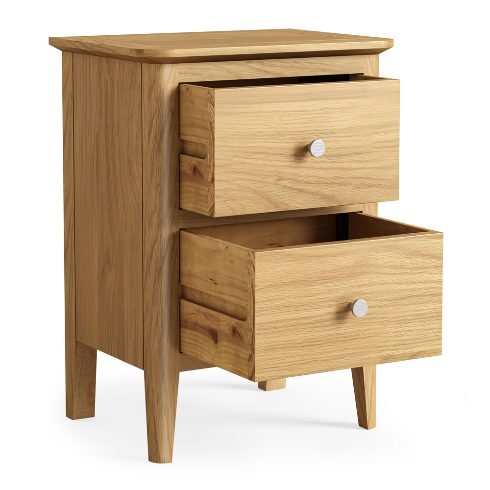Folkestone Light Oak 2 Drawer Bedside Cabinet | Assembled