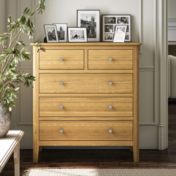 Folkestone Light Oak 2 Over 3 Chest of Drawers | Assembled