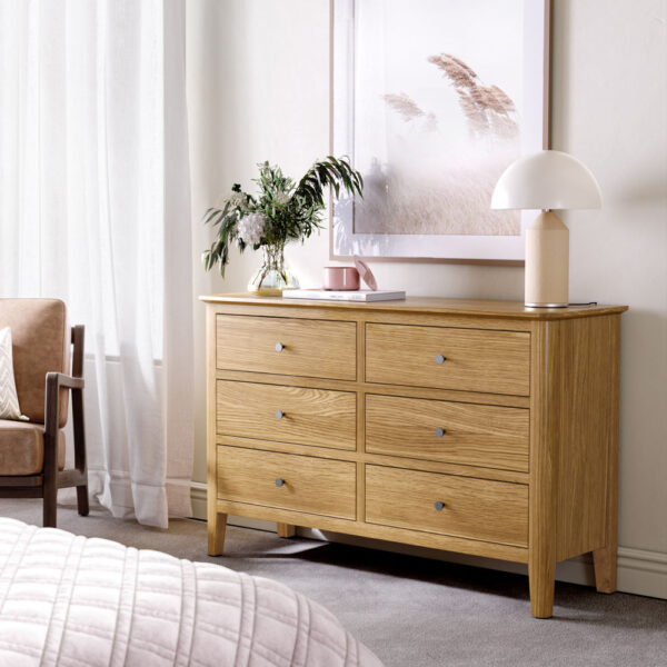 Folkestone Light Oak Chest of 6 Drawers | Assembled