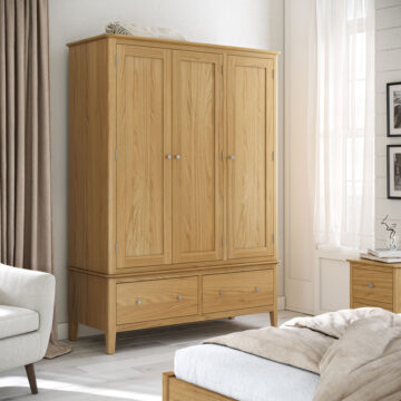 Folkestone Light Oak Triple Wardrobe