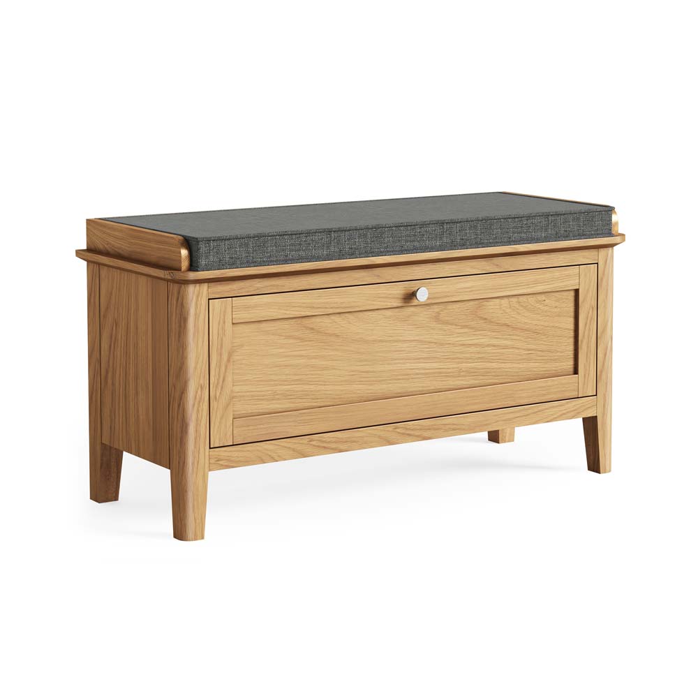 Folkestone Light Oak Storage Bench | Assembled