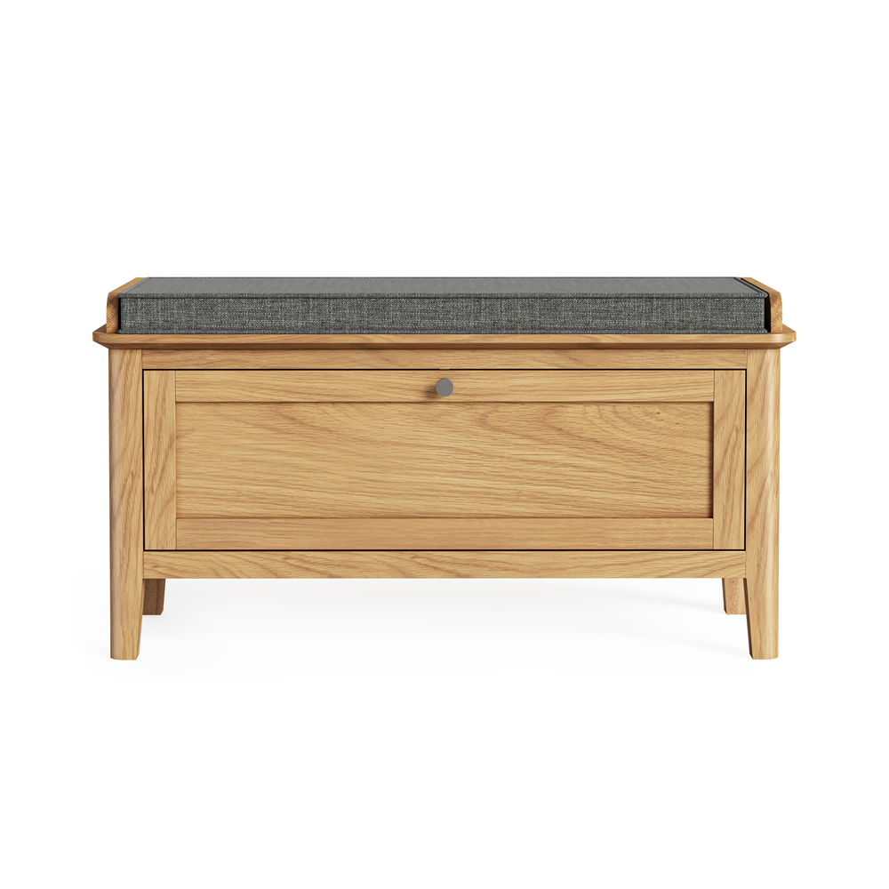 Folkestone Light Oak Storage Bench | Assembled