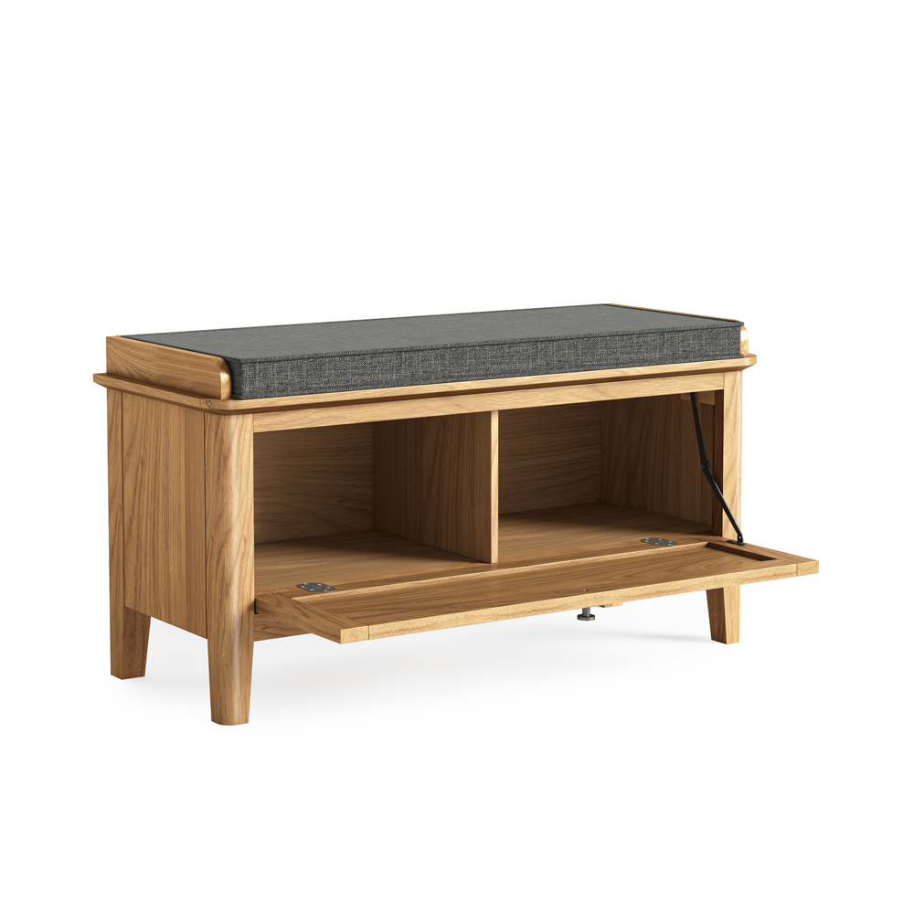 Folkestone Light Oak Storage Bench | Assembled